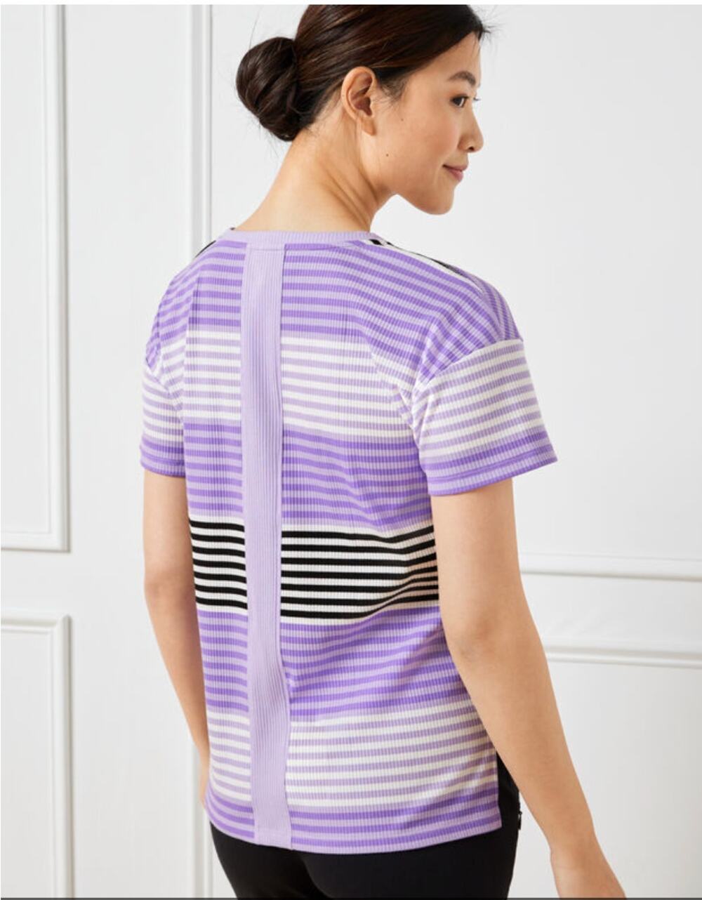 T BY TALBOTS Purple Striped Ribbed Shirt // Large Petite